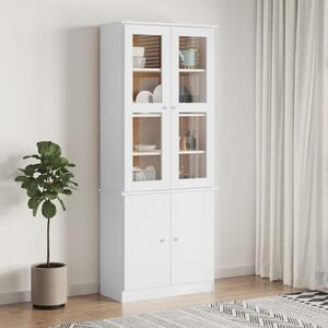 Glass Display Cabinet ALTA White 77x35x186.5 cm Solid Wood Pine