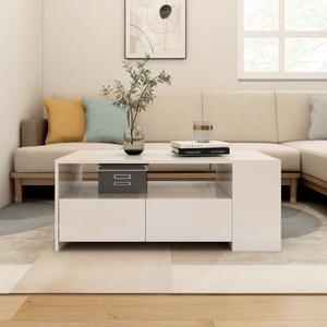 Coffee Table High Gloss White 102x55x42 cm Engineered Wood