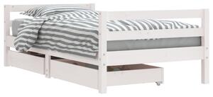 Kids Bed Frame with Drawers White 80x160 cm Solid Wood Pine