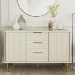 Natick Wooden Sideboard With 2 Doors 3 Drawers In Ivory