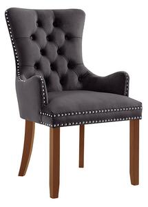 Antoinette Carver Chair - Smoke Grey - Walnut Legs