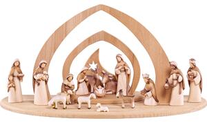 Wooden nativity scene Fides with light and 16 figures