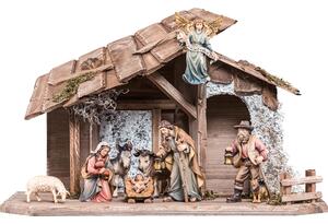 Wooden nativity scene H.K. with 9 figures