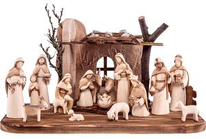 Wooden nativity scene Fides traditional with 17 figures