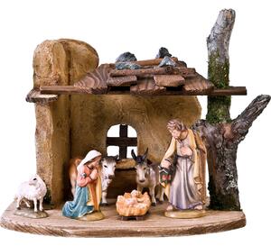 Wooden nativity scene Farm with 7 figures