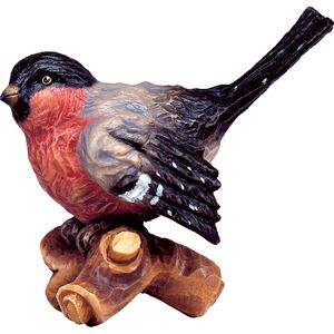 Red bird on branch wooden decoration from lime wood
