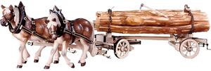 Draft horses with wagon and wood from lime wood
