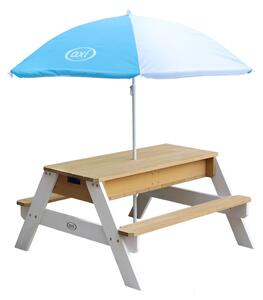 AXI Sand and Water Picnic Table Nick with Umbrella Brown and White