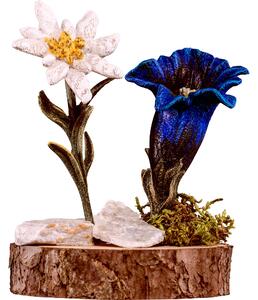 Wooden decoration Flowers on pedestal