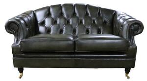Chesterfield Handmade 2 Seater Sofa Settee Antique Olive Green Leather In Victoria Style