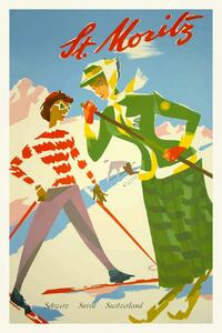 Fine Art Print Vintage Travel Poster (Ski Season / Snow), (26.7 x 40 cm)