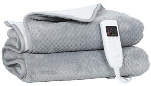 HOMCOM Heated Electric Blanket, Warm Throw Blanket with 5 Heating Levels, 10 Hour Auto-Off Timer, Grey