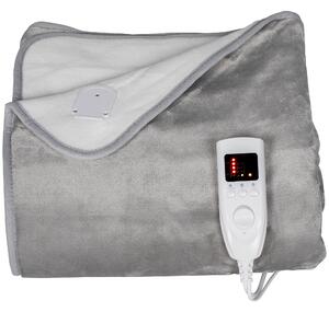 HOMCOM Electric Blanket with Dual Controllers, Machine Washable Heated Throw Blanket with Ultra Soft Flannel Fabric, 5 Heating Levels, 10 Hour Timer, Grey