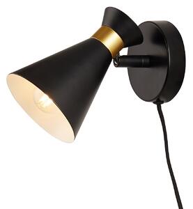 Balham Plug In Wall Light - Black & Brass