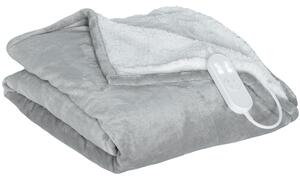 HOMCOM Heated Blanket 180 x 130cm, Electric Throw Blanket with 10 Heat Levels and 10H Timer, Machine Washable Flannel and Cotton Velvet with Overheat Protection, Grey