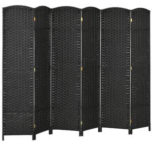 HOMCOM 6 Panel Folding Room Divider, Freestanding Privacy Screen for Living Room, Bedroom and Office, 240 x 170cm, Black