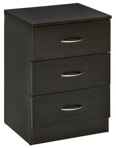 HOMCOM Three-Drawer Simple Bedside Table - Black