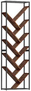 HOMCOM 10 Shelf Industrial-Style Bookshelf - Black/Brown
