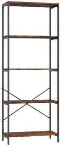HOMCOM 5-Tier Bookshelf, Industrial Bookcase with Metal Frame - Rustic Brown and Black