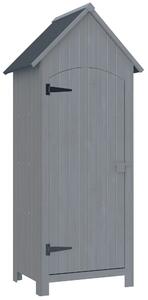 Outsunny Wooden Garden Storage Shed with 3 Shelves, Outdoor Tool Storage Cabinet with Tilt Roof and Lockable Door, 77.5 x 54.2 x 179.5 cm, Grey