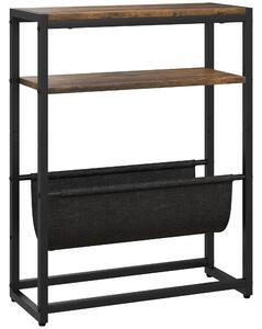 HOMCOM Narrow Side Table, End Table with 3-Tier Storage, V-Shaped Magazine Holder for Living Room, Bedroom, 43 x 18 x 56 cm, Ru