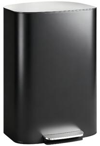 HOMCOM 50L Kitchen Bin with Soft-Close Lid and Stay-Open Function, Stainless Steel Pedal Bin with Removable Inner Bucket, Carry Handle for Kitchen, Office, Home, Black
