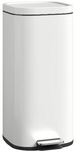 HOMCOM 30L Kitchen Bin, Compact Pedal Bin with Soft-Close and Stay-Open Lid, Removable Bucket for Kitchen, Home, Office, Cream