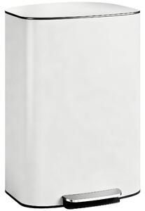HOMCOM 50L Kitchen Bin with Soft-Close Lid and Stay-Open Function, Stainless Steel Pedal Bin with Removable Inner Bucket, Carry Handle for Kitchen, Office, Home, Cream