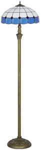 HOMCOM Tiffany-Style Floor Lamp with Handcrafted Stained Glass Shade, 152cm Tall Vintage Standing Lamp with Foot Switch and Dual Sockets for Living Room Bedroom, Bronze Tone and Blue