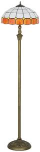 HOMCOM Tiffany-Style Floor Lamp with Handcrafted Stained Glass Shade, 152cm Tall Vintage Standing Lamp with Foot Switch and Dual Sockets for Living Room Bedroom, Bronze Tone and Orange