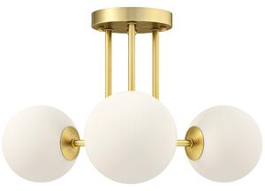 HOMCOM LED Ceiling Light with Globe Shades, Modern 3-Light Ceiling Light with G9 Sockets for Living Room, Bedroom, Dining Room, Bulbs Not Included, Gold Tone