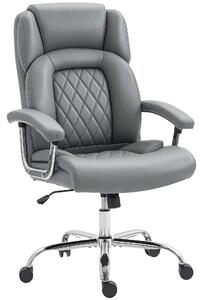 HOMCOM Big and Tall Office Chair 180kg with Spring Cushion, PU Leather - Grey