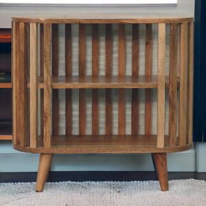 Solid Mango Wood Ariella Cabinet with 2 Open Shelves with Oak-like Finish, Bedside Shelf with Slim Nordic Legs, 30L x 70W x 65H cm, Brown Aosom UK