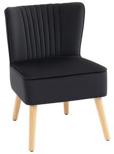 HOMCOM Modern Accent Chair, Fabric Living Room Chair with Rubber Wood Legs and Thick Padding, Black
