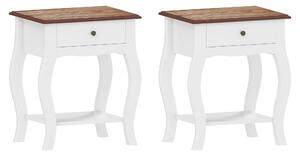 HOMCOM 2pcs Bedside Tables with Drawer, French Style Bedside Cabinets with Open Shelf for Bedroom, Living Room, White