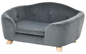 PawHut Pet Sofa, Modern Dog Bed & Puppy Lounge, with Wooden Frame & Washable Cushion, 70x47x30cm, Grey