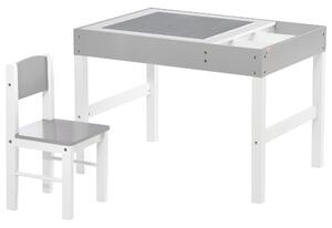 ZONEKIZ Kids Table and Chair Set, with Storage Space - Grey Aosom UK