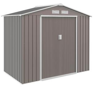 Outsunny 7ft x 4ft Lockable Garden Metal Storage Shed Storage Roofed Tool Metal Shed w/ Air Vents Steel Grey