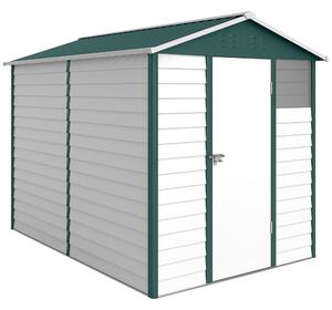 Outsunny 9 x 6ft Galvanised Steel Shed, Outdoor Storage Shed with Lockable Door and Sloped Roof for Backyard, Outdoor, White Aosom UK