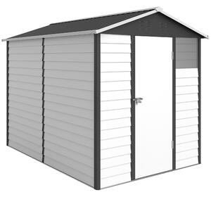 Outsunny 9 x 6ft Outdoor Shed, Heavy-Duty All-Weather Galvanised Shed with Lockable Door & Sloped Roof, Dark Grey Aosom UK