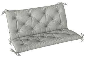 Outsunny 2 Seater Bench Pad, Garden Chair Cushion with Back and Ties for Indoor and Outdoor Use, 98 x 100 cm, Light Grey