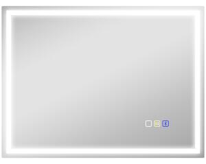 HOMCOM 60 x 80 cm Anti-Fog LED Bathroom Mirror, with Bluetooth - Silver Tone