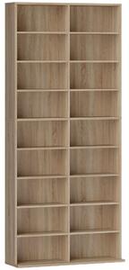 HOMCOM 640 CD Storage Tower - Nature Wood Finish