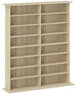 HOMCOM 16-Compartment Media Shelf - Nature Wood Finish