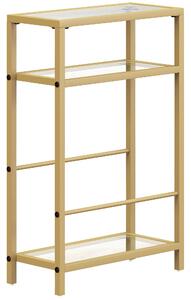 HOMCOM 3-Tier Side Table, Narrow End Table with Storage Shelf and Tempered Glass Tabletop for Small Spaces, Bedroom, Living Room, Entryway, Gold Tone