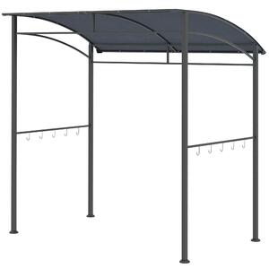 Outsunny 2M (7ft) BBQ Grill Gazebo Tent Garden Grill Metal Frame and Canopy with Hooks Outdoor Sun Shade, Grey