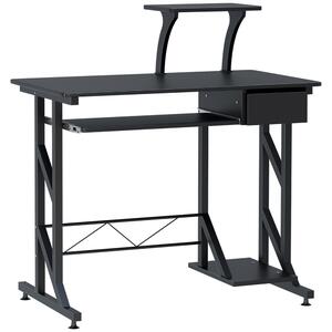 HOMCOM Computer PC Desk Table with Display Stand, Sliding Keyboard Tray Drawer and Host Box Shelf Home Office Workstation Gaming Black Aosom UK