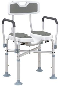 HOMCOM Shower Chair with Upgraded U-shaped Seat and Reinforced Crossbars, Height Adjustable Padded Bath Chair with Non-slip Feet for Elderly Seniors Disabled Handicap, Tool-Free Assembly, Grey