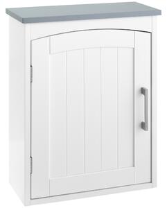 Kleankin Bathroom Cabinet Wall Mounted, Modern Bathroom Wall Cabinet with Arched Door and Adjustable Shelf, Bathroom Storage Cabinet, Light Grey and White