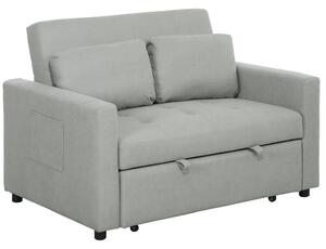 HOMCOM Velvet-Feel Two-Seater Sofa Bed - Light Grey